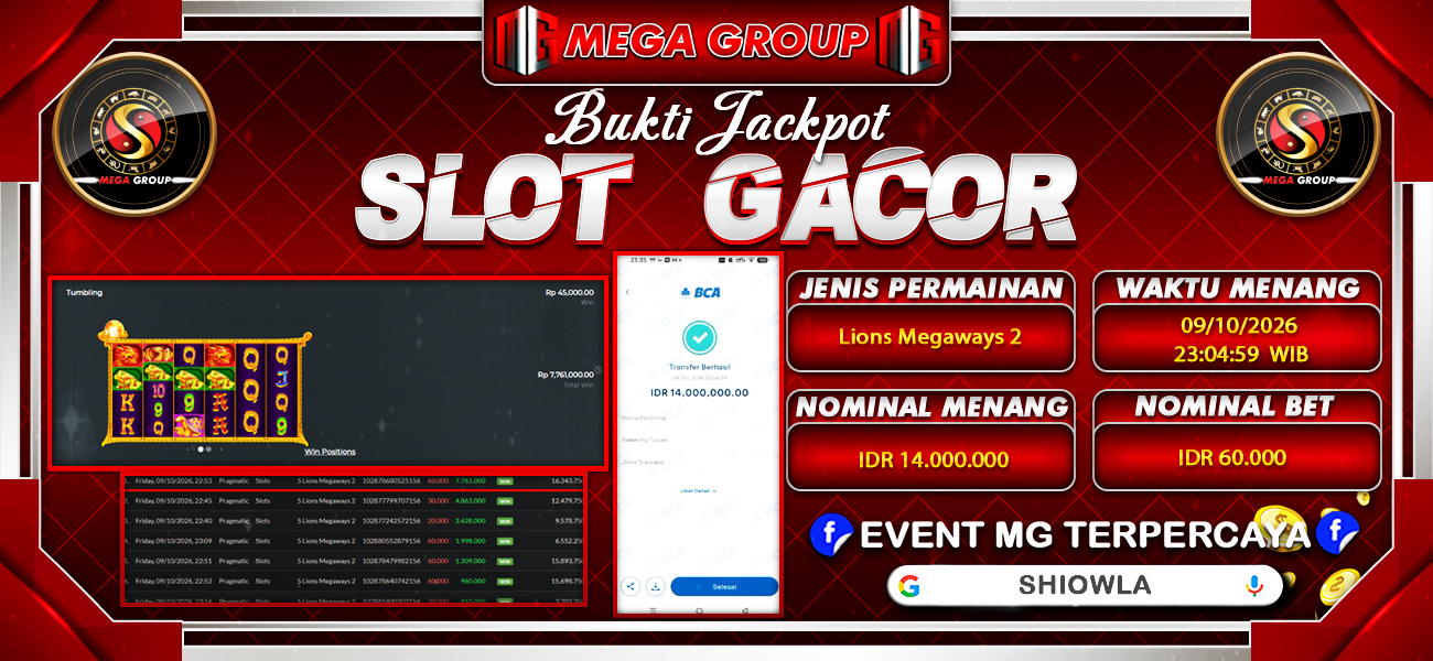Bukti JP situs Shiowla hari Jumat, 09 Oktober 2026